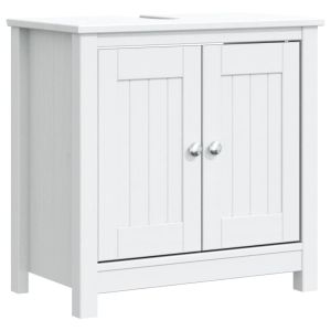 vidaXL mueble de lavabo baño berg madera maciza pino blanco 60x34x59cm