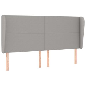 vidaXL cabecero con orejas de tela gris claro 203x23x118/128 cm