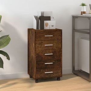 Cajonera con ruedas madera contrachapada roble ahumado efe9434