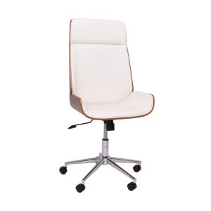 Suecia silla de oficina ejecutiva 54x109/119x42 cm en parawood y pu blanco