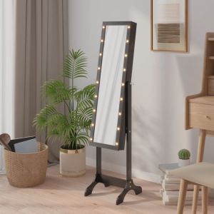 Espejo de pie con LED negro 34x37x146 cm