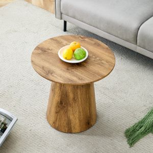 Mesa auxiliar redonda para salón dormitorio mdf madera natural 48x50x50cm