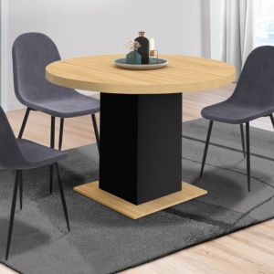 Mesa de comedor redonda - madera negra - 6 plazas - 110 cm
