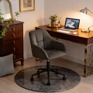 Silla oficina ergonómica terciopelo gris oscuro con ruedas