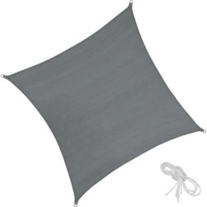 Tectake toldo de polietileno con cuerdas tensoras, 3,6 x 3,6 m gris