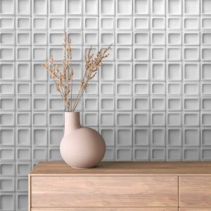 Papel pintado 3d cuadrado gris claro 60cm por 250cm
