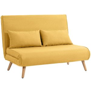 Sofá cama 120x75x85 cm lino color amarillo Homcom, hogar - sofás y butacas