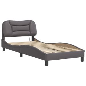 vidaXL estructura de cama con LED sin colchón hvar gris 90x200 cm