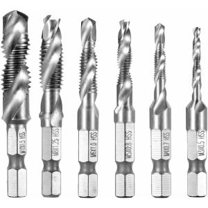 Brocas de vástago hexagonal hss para roscar m3-m10 (plateadas)