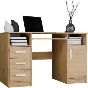Escritorio - roble artesanal - 120 x 60 x 75 cm - 3 cajones + 1 puerta - pa
