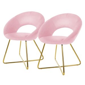 2x silla de comedor/salón asiento ergonómico terciopelo rosa