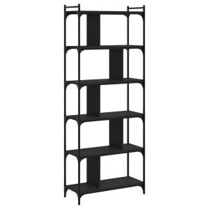 vidaXL librería de 6 estantes madera de ingeniería negro 76x32x192 cm