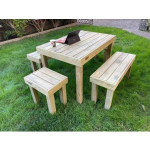 Conjunto jardín de madera tratada de 5 piezas- vidahuerto