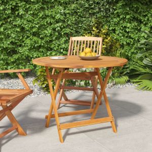 Mesa de jardín plegable madera maciza de acacia ø 90x75 cm