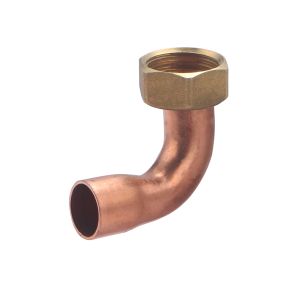 Codo 2 piezas de ø 14 mm - salida h con tuerca prisonera de 1/2