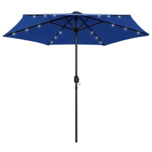 Sombrilla de jardín luces LED palo de aluminio azul 270 cm eerf4503