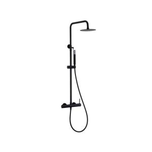 Columna de ducha extensible, monomando, rociador extraplano  negro mate