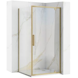 Rea cabina de ducha rapid swing brush gold 90x80, 90x80x195 cm
