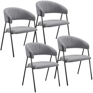 4 sillas de comedor de tejido acolchado 60 x 58 x 85 cm gris