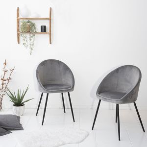 Pack de 2 sillas de terciopelo gris diane