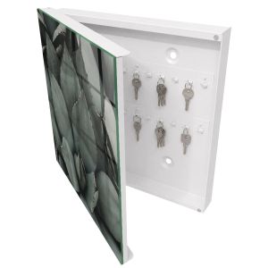 Caja para llaves 30x30x5 elegancia vegetal, apertura izquierda blanca