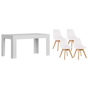 Pack mesa extensible de comedor o cocina blanco + 4 sillas nordic blanco