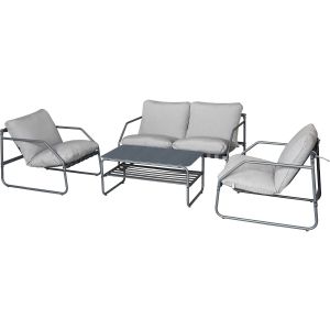 Conjunto de jardín de metal con cojines <<sora>> - 4 plazas - gris