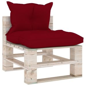 vidaXL sofá central de jardín de palets con cojines madera de pino