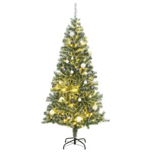 vidaXL árbol de navidad artificial con 300 LED bolas y nieve 210 cm
