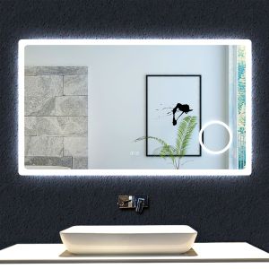 Espejo de baño LED 140×80cm + bluetooth + espejo de aumento