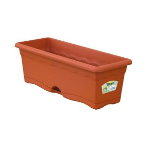 Jardinera con plato integrado color terracota 50 x 20