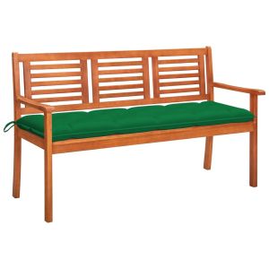 Banco de jardín 3 plazas madera maciza eucalipto y cojín 150 cm joy208166