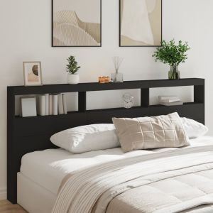 Cabecero de cama con LED negro 220x17x102 cm eso1402