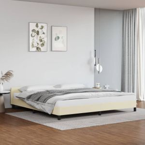 Cama con cabecero sin colchón crema 200x200 cm es4939