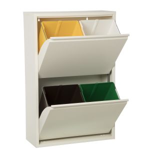 Papelera reciclaje 4 cubos blanco mate-4x18l.