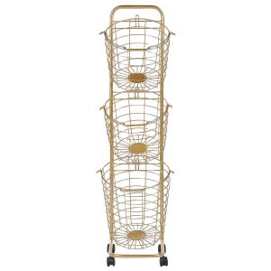 Soporte para cesta ayapal con ruedas metal dorado