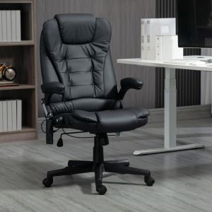 Silla de oficina con masaje negra 54 cm cuero sintético