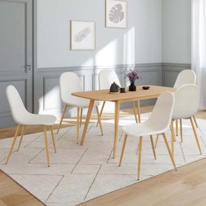 Idmarket lote de 6 sillas de comedor dari en tela blanca