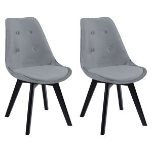 Pack de 2 sillas de terciopelo gris con cojín nora