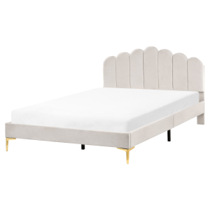 Cama terciopelo sauvian 160 x 200 cm blanco crema