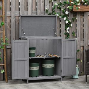 Armario de jardín resistente para exterior gris con doble puerta