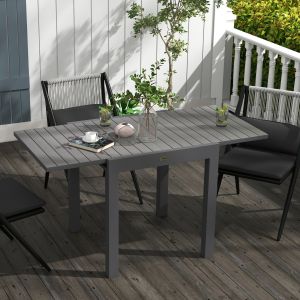 Mesa de comedor extensible para jardín terraza aluminio gris 75x81 162x80cm