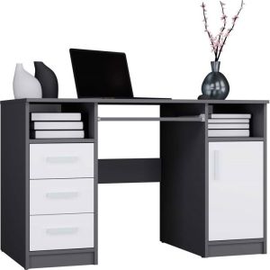 Escritorio - 120 x 75 x 60 cm - antracita / blanco - 3 cajones - melamina m