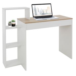 Escritorio con estantes mesa de trabajo pc 110x72x40 cm blanco ml-design