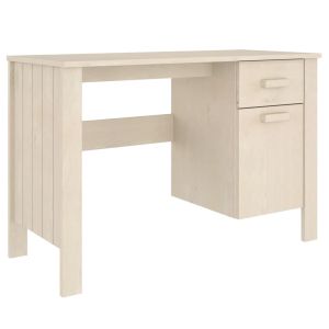 vidaXL escritorio hamar madera de pino maciza marrón miel 113x50x75 cm