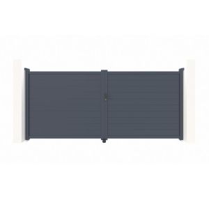 Puerta batiente regulable eiger h.180cm de aluminio gris, 3m de ancho