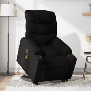 Sillón reclinable de masaje elevable tela negro qweo7810