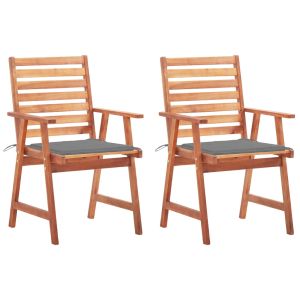 vidaXL sillas comedor de jardín y cojines 2 uds madera maciza acacia
