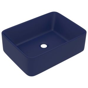 vidaXL lavabo de lujo de cerámica azul oscuro mate 41x30x12 cm