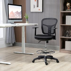 Silla de oficina poliéster negra reposapiés altura regulable ergonómica